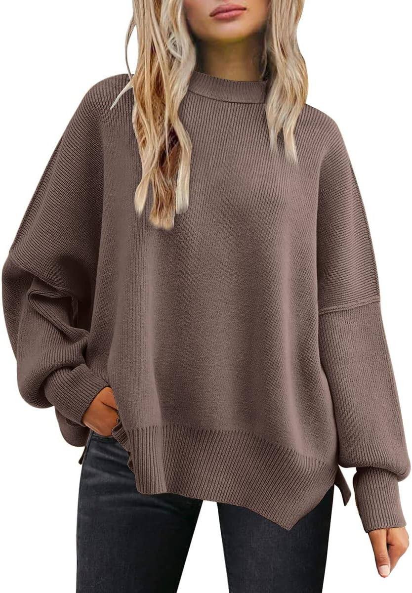 EFAN Women's Oversized Sweaters 2023 Fall Crewneck Batwing Sleeve Pullover Sweaters
