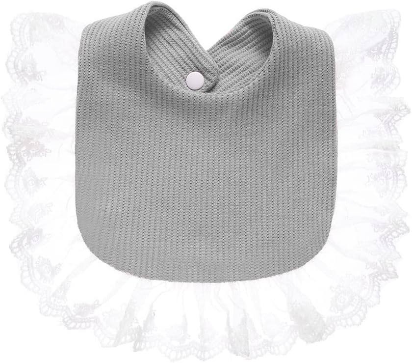 Surakey Baby Muslin Bandana Drool Lace Bibs Adjustable Bibs, Teething and Drooling Bibs Saliva Towel Clean Bibs for Newborn - Gray