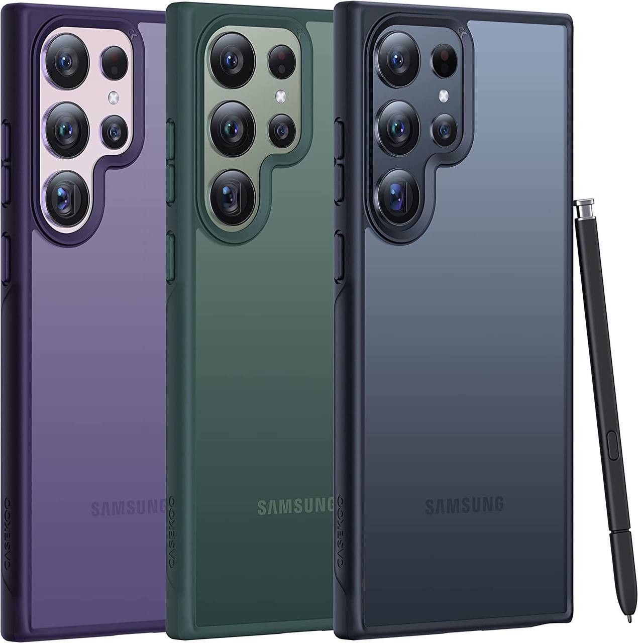 CASEKOO Genuine Official for Samsung Galaxy S23 Ultra case (10FT Military Drop Protection) (Zero-Smudge Tech) Translucent Hard Back & Soft Bumper, Protective Slim Thin S23 Ultra Case 6.8'' 2023, Black