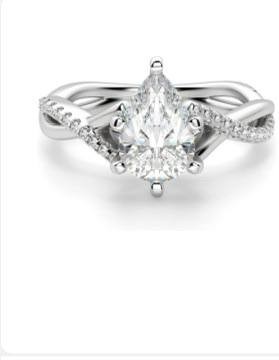 Siyaa Gems 4.50 CT Pear Cut Colorless Moissanite Engagement Ring Wedding Band Gold Silver Eternity Solitaire Ring Halo Ring Vintage Antique Anniversary Promise Gift Her, Designer Bridal Ring