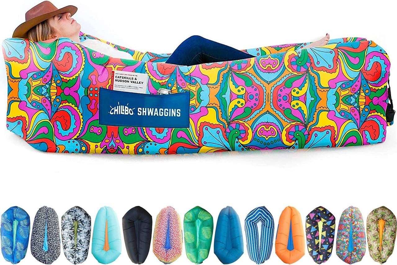 Chillbo Shwaggins Inflatable Couch – Cool Inflatable Chair. Upgrade Your Camping Accessories. Easy Setup is Perfect for Hiking Gear, Beach Chair and Music Festivals.