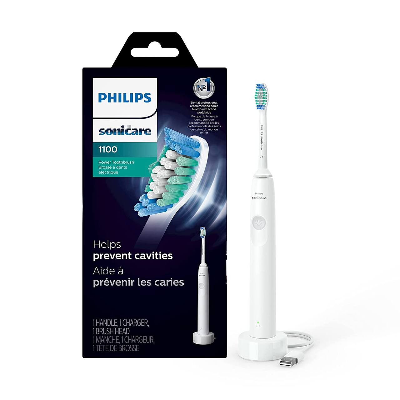 Philips Sonicare 1100 Electric Rechargeable Power Toothbrush, White Grey HX3641/02