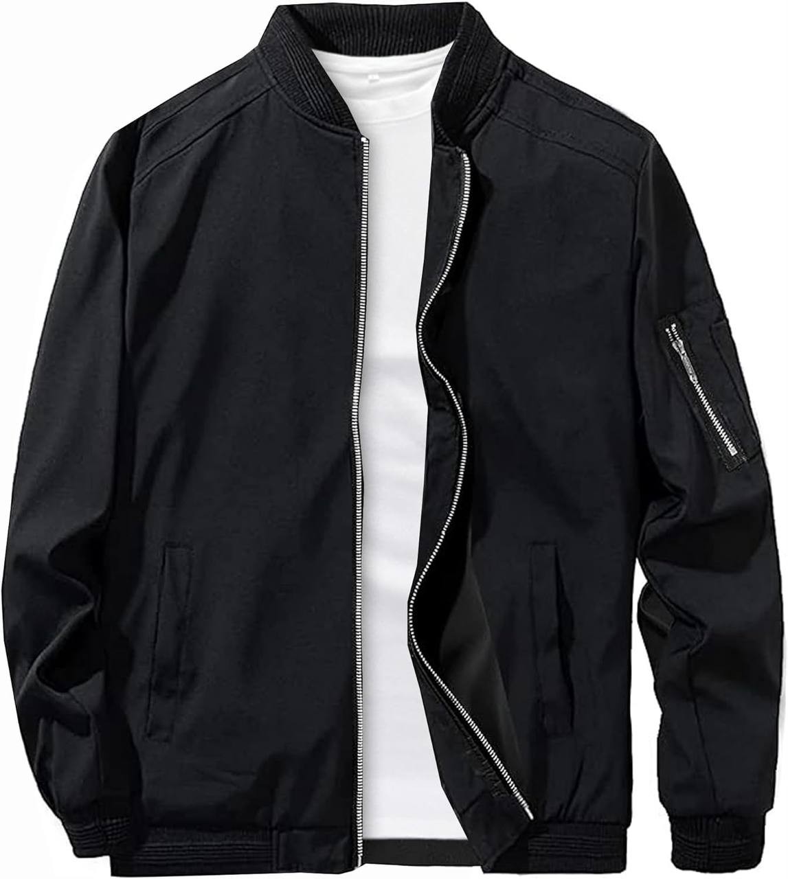 Ginsiom Bomber Jacket for Men,Slim Fit Lightweight Windproof Sportwear Jacket Casual Windbreaker