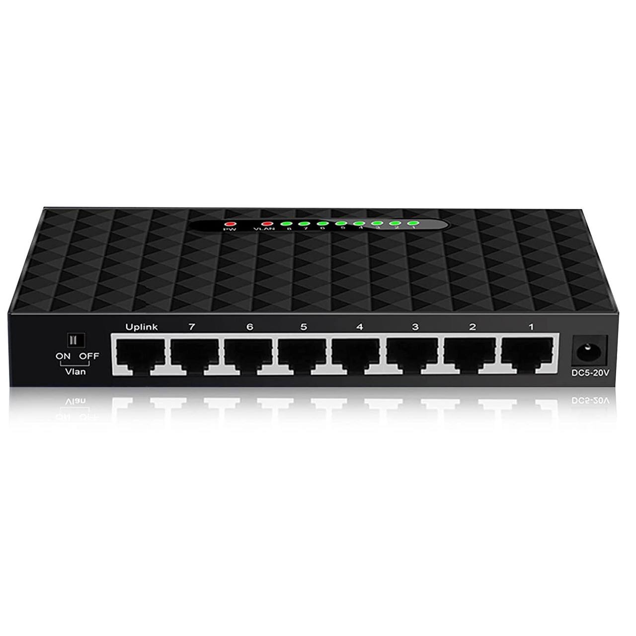TEROW Link TXE099 8 Port Gigabit Ethernet Network Switch, 10/100/1000Mbps Network Switch Hub, Desktop Unmanaged Ethernet Splitter, Durable Plastic Casing, Fanless Quiet, Plug and Play