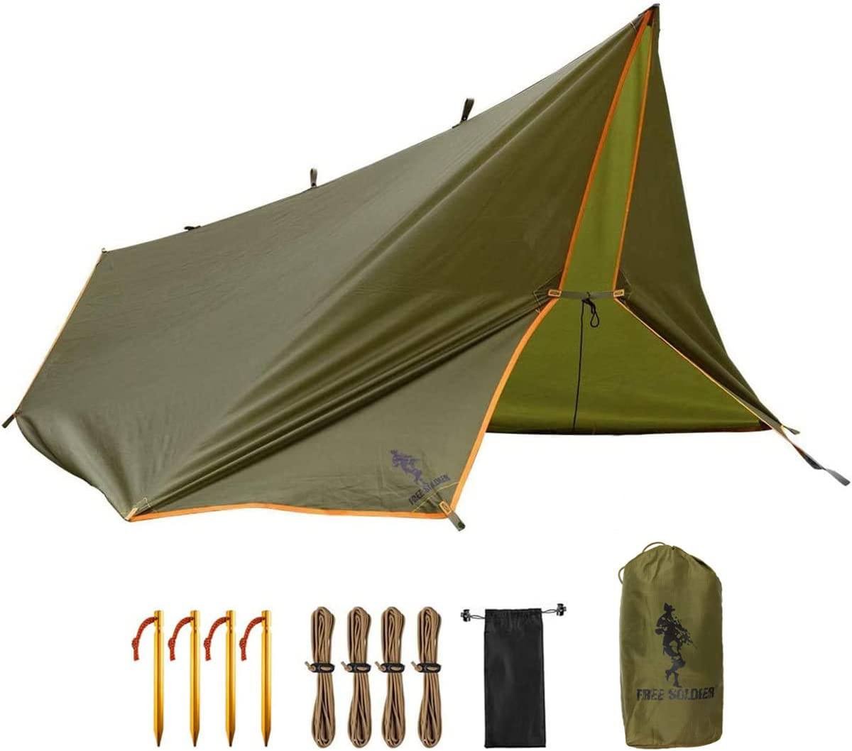 FREE SOLDIER Waterproof Portable Tarp Multifunctional Outdoor Camping Traveling Awning Backpacking Tarp Shelter Rain Tarp