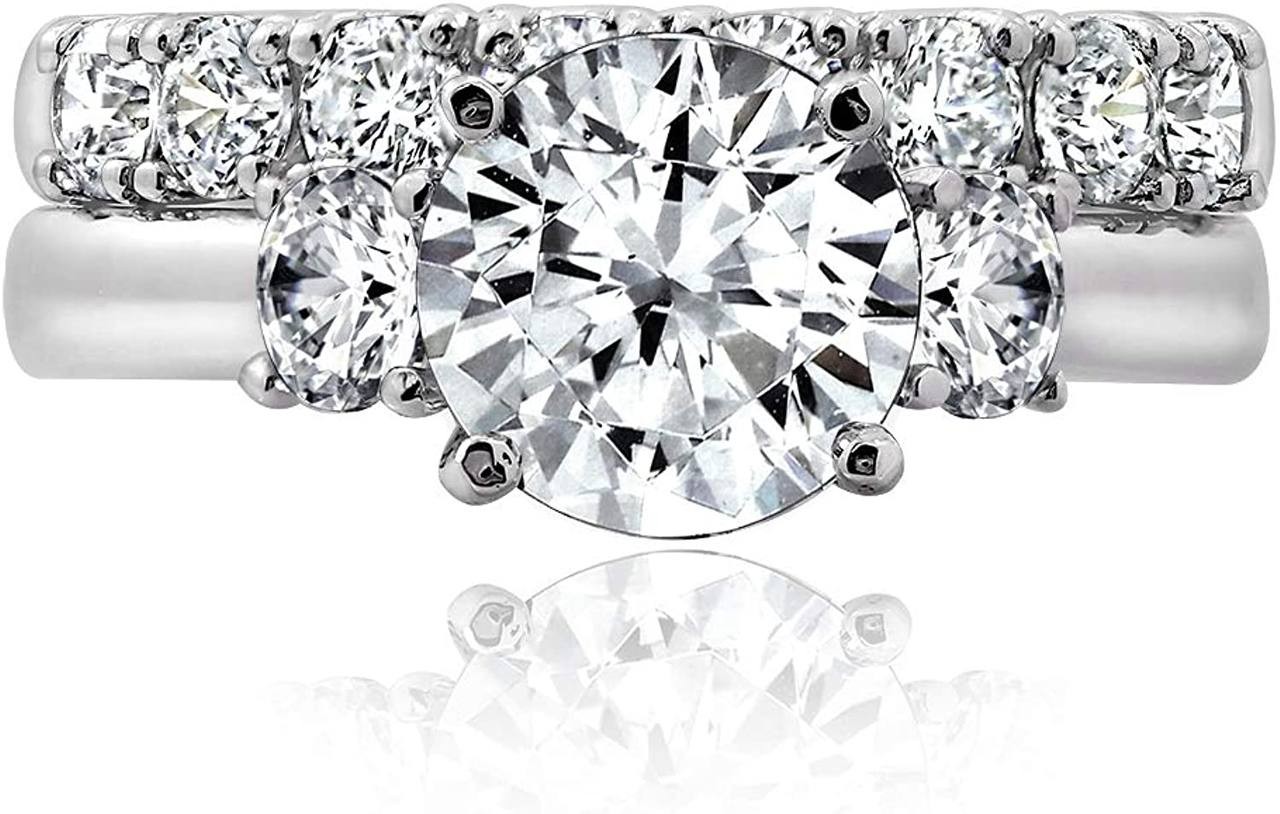 Argos Collection Sterling Silver Platinum Plated Infinite Elements Cubic Zirconia Three Stone Ring