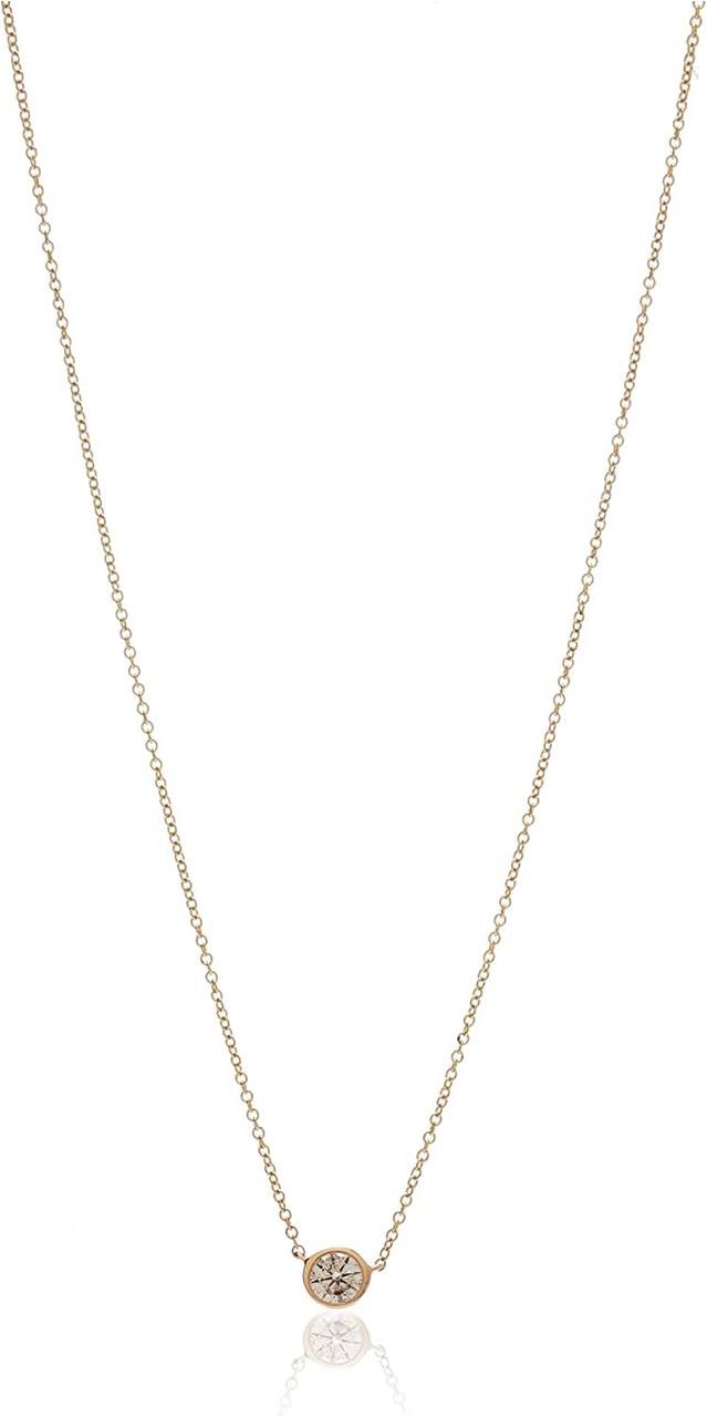 Argos Collection 14k Gold Bezel Set Solitaire Adjustable Pendant Necklace, 16" + 2" Extender