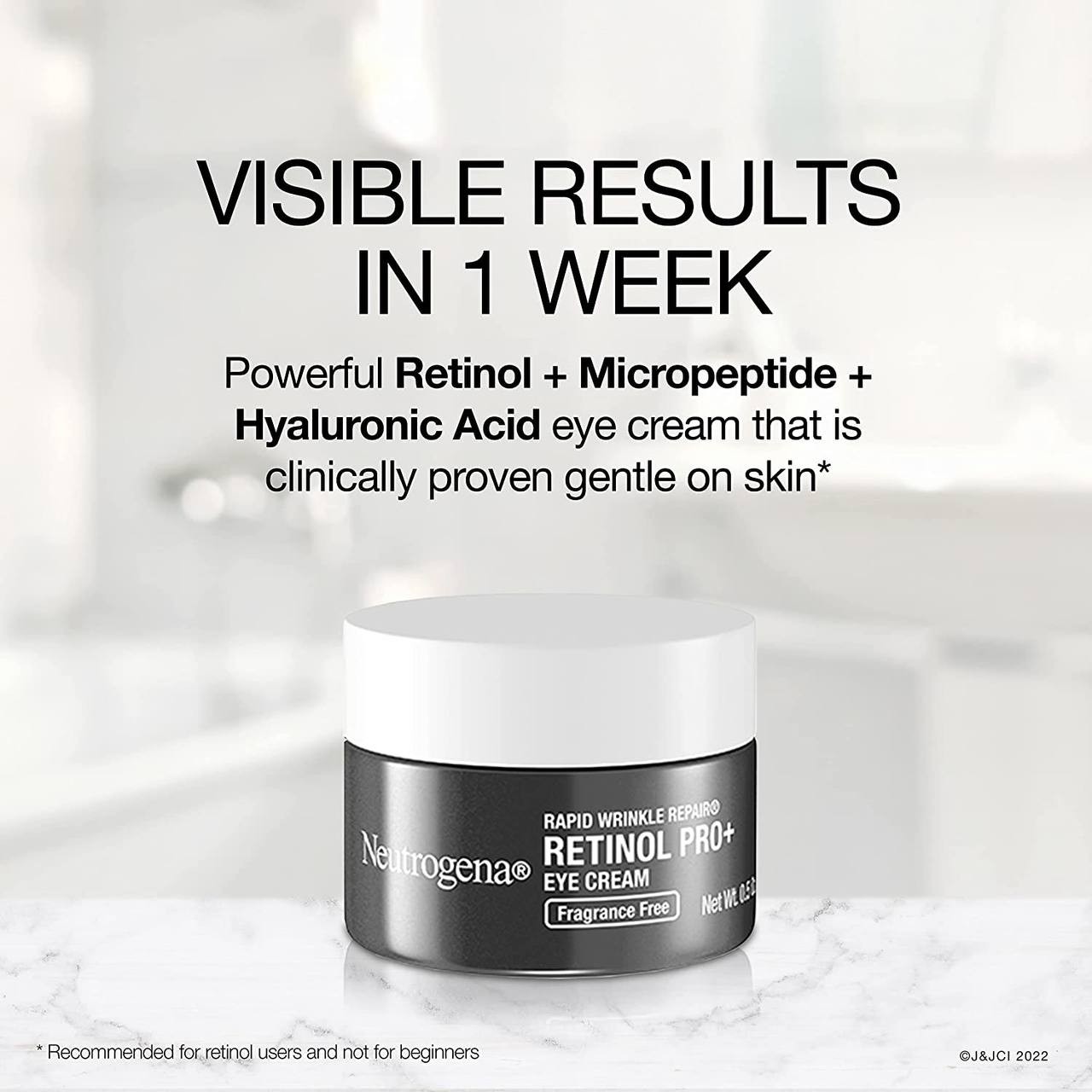 Neutrogena Rapid Wrinkle Repair Retinol Pro+ Anti-Wrinkle Eye Cream, Targeted Eye Cream for Wrinkles & Dark Circles, Formulated without Fragrance, Dyes, Phthalates, and Parabens, 0.5 oz