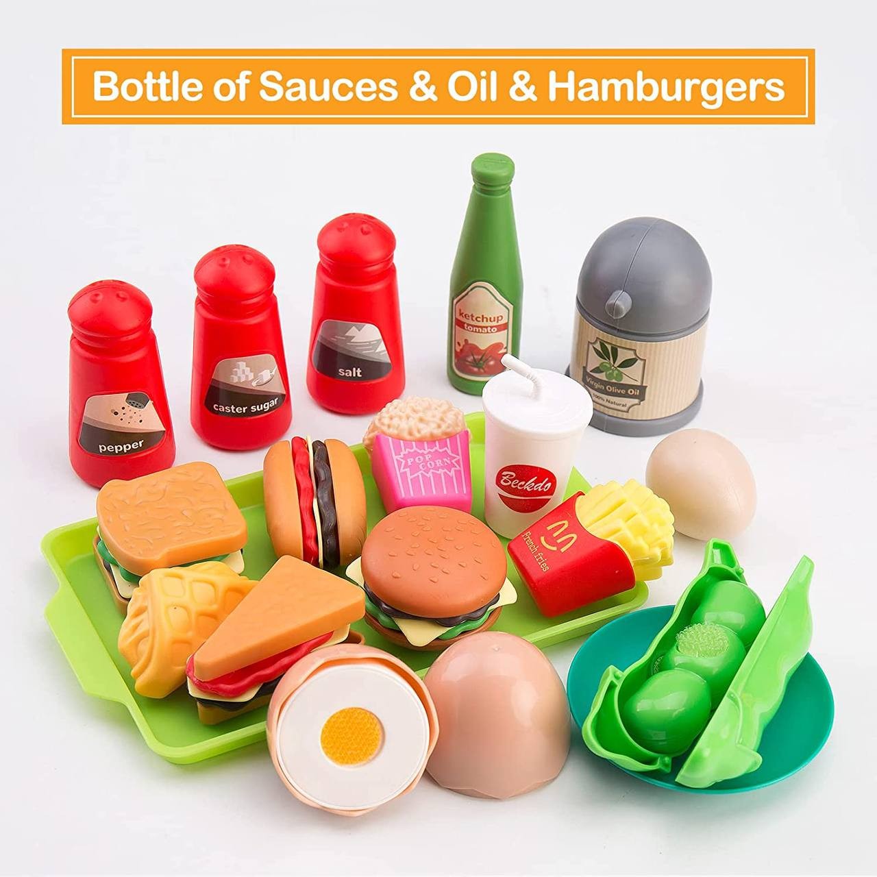 Zero Zoo 105Pcs Kids Kitchen Toy Accessories, Toddler Pretend BBQ Camping Cooking Playset with Play Pots and Pans, Utensils Cookware Toys, Play Food Set, Toy Vegetables, Learning Gift for Girls Boys