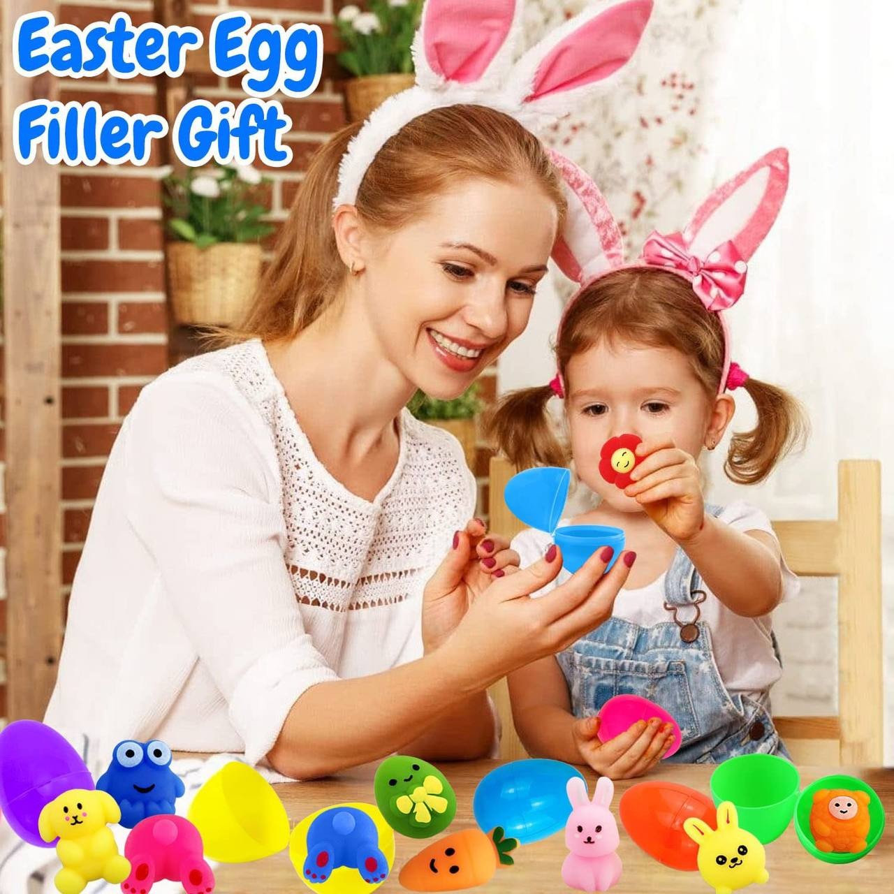 24Pcs Mochi Squishies with 24Pcs Easter Eggs, Kawaii Squishies Easter Basket Stuffers for Kids Teen Toddler, Easter Eggs Fillers, Easter Egg Hunt Classroom Prizes, Mini Fidget Toys Party Favors