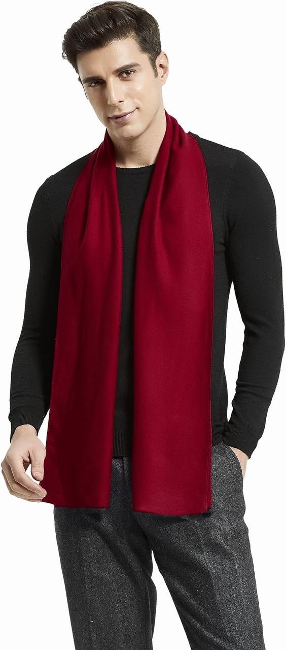 Glen Mila Mens Classic Winter Scarf Cashmere Winter Scarves Long Plain Fashion Formal Soft Scarf for Men