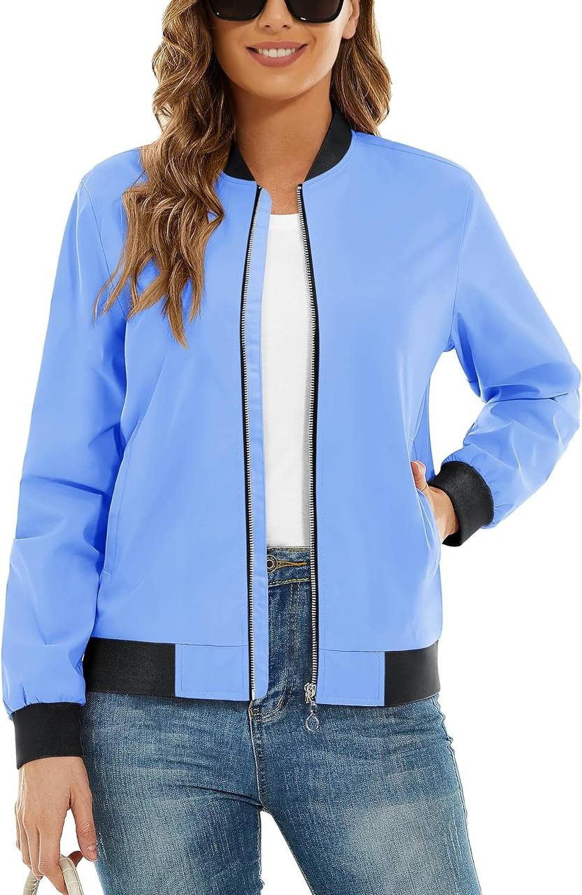 TACVASEN Women's Casual Bomber Jacket Lightweight Windbreaker Jackets Windproof Spring Fall Jackets with Pockets
